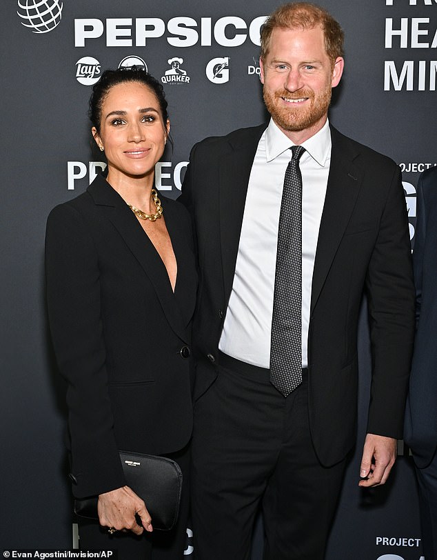 Meghan and Harry reportedly did not agree that pictures of them taken inside the bash could be publicly shared, according to People; seen in October in NYC