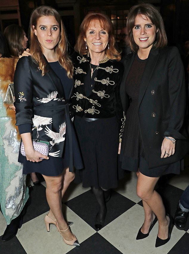 Famously close, 'the tripod' is the nickname used by Sarah Ferguson and her daughters, Princesses Beatrice and Eugenie, to describe their mutually supportive relationship. Pictured (L-R) are Beatrice, Sarah and Eugenie