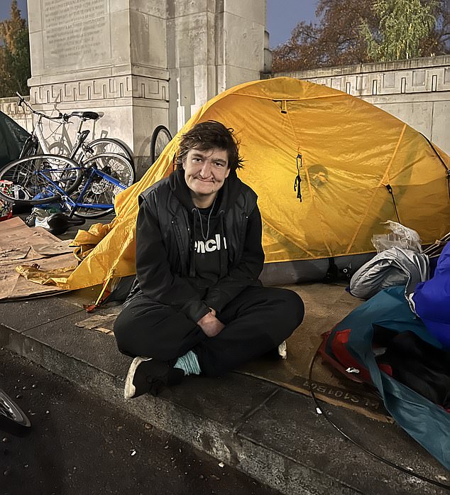 Tracy Wood, 42, is a former graphic designer born in Middlesborough who has lived at the site on central London's Strand for the past six years