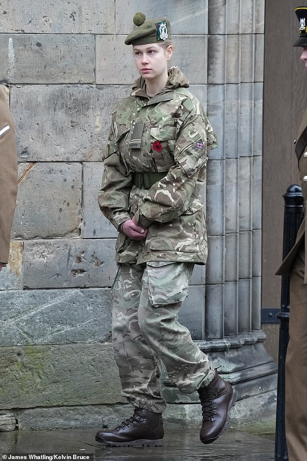 Lady Louise and her 'boyfriend' both looked smart in their military uniforms as they took part in the St Andrews Regiments' Day Parade at University