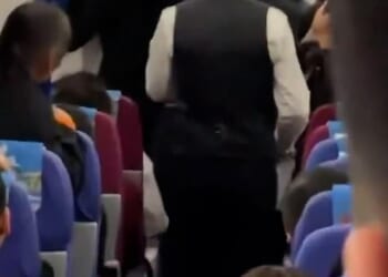 Footage from inside the plane seems to show a crowd at the end of the aircraft