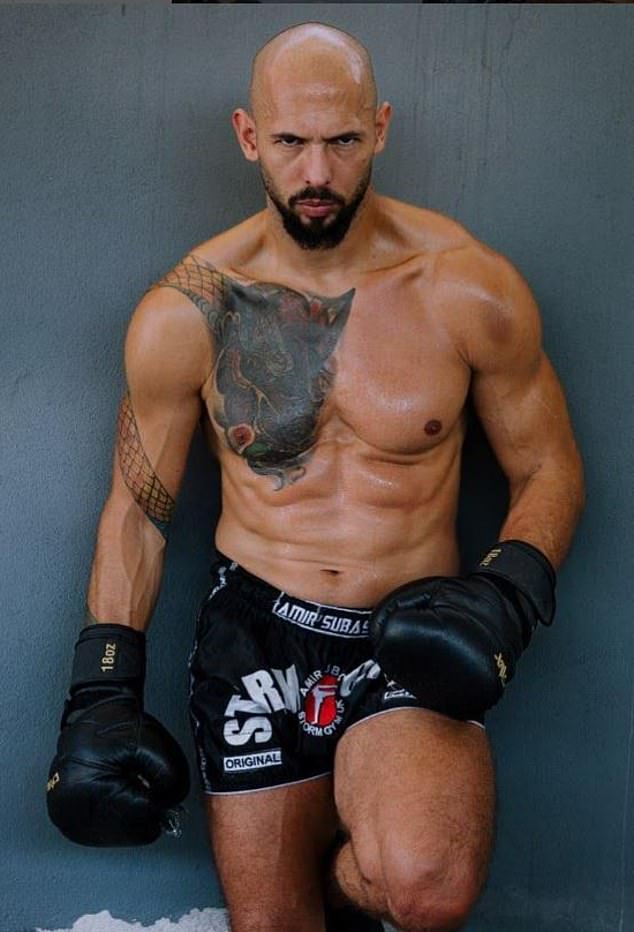 Thuggish former kickboxer Andrew Tate (currently under investigation for human trafficking, which he denies)