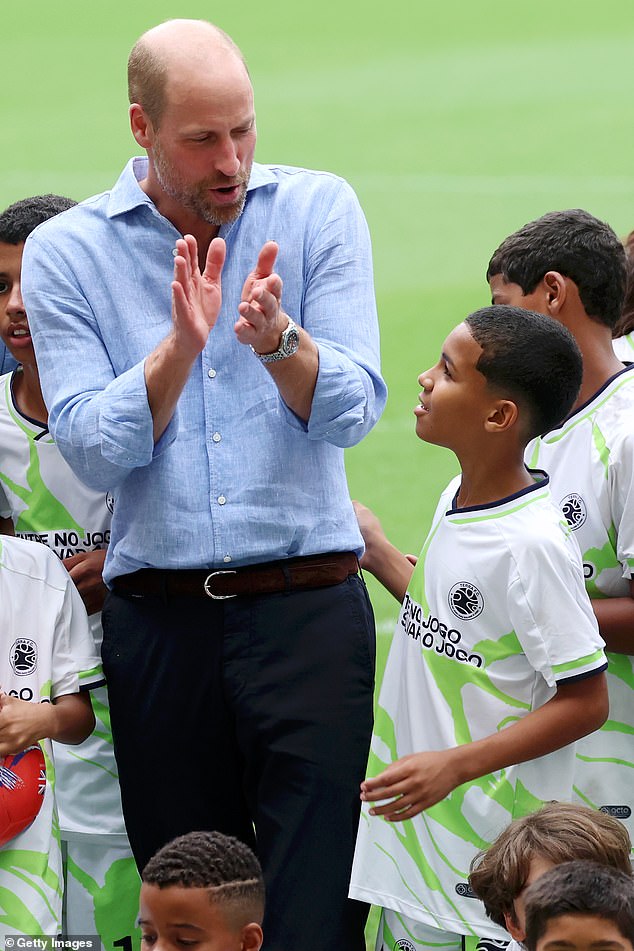 Prince William was left delighted after receiving a gift of three matching football shirts for his children ahead of the Earthshot Prize awards