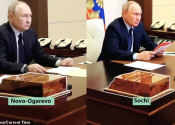 The tell-tale signs Putin has two replica offices that allow him to pretend he is in Moscow when he is actually hiding from Ukrainian missiles hundreds of miles away