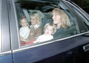 Sarah Ferguson out with daughters Princess Eugenie and Princess Beatrice and Norland Nanny, Alison Wardley