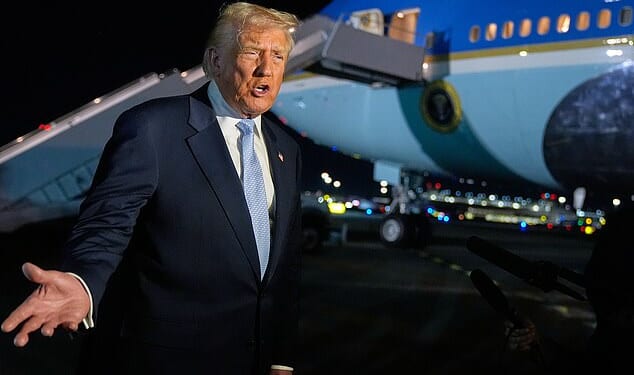 President Donald Trump snapped at reporters before boarding Air Force One on Sunday night as he was grilled over the 'Epstein files' - shortly before he U-turned and told Republicans to vote to vote to release them