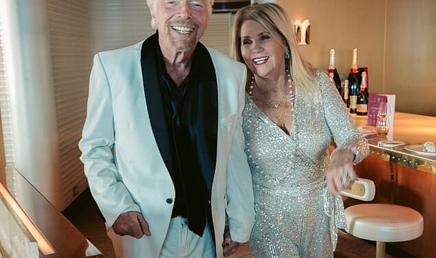 Sir Richard Branson and Lady Joan Branson at her 80th birthday in July. She died on Tuesday
