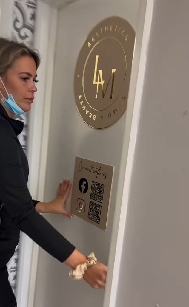 Operating out of a salon in Chelmsford, Essex, beautician Lucy Moss (pictured) targets clients who are unable to afford recognised weight loss drugs like Mounjaro. Pictured: The backroom Moss was operating out of when she told us she was busy 'injecting a client'