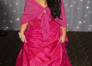 Katie Daniel, pictured at the Miss Bariatric pageant, now weighs 12st and her heart function has increased from 17 per cent to 50 per cent