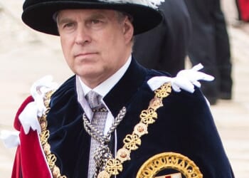 The ex-Duke, ex-Prince, ex-Knight henceforth known as Andrew Mountbatten Windsor (pictured, at the Order of the Garter service in 2013) has now been reduced to the ranks of those who have actually committed treachery against this country