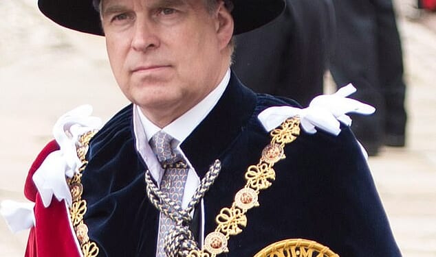 The ex-Duke, ex-Prince, ex-Knight henceforth known as Andrew Mountbatten Windsor (pictured, at the Order of the Garter service in 2013) has now been reduced to the ranks of those who have actually committed treachery against this country