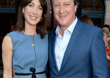 Lord Cameron, right, was urged to get a prostate-specific antigen (PSA) test by wife Samantha, left, after listening to a radio interview on symptoms. He is believed to have been treated privately