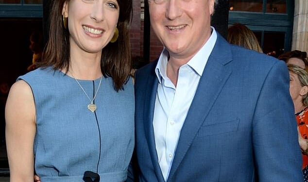 Lord Cameron, right, was urged to get a prostate-specific antigen (PSA) test by wife Samantha, left, after listening to a radio interview on symptoms. He is believed to have been treated privately