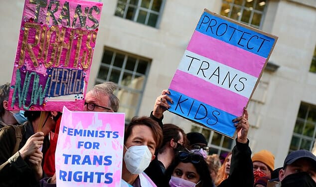 LONDON: Trans Rights activist hold placards and display banners while taking part in a counter protest