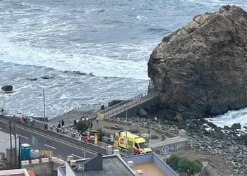 A Dutch tourist died and nine people were rushed to hospital after being swept into the sea in the popular northern city resort of Puerto de la Cruz