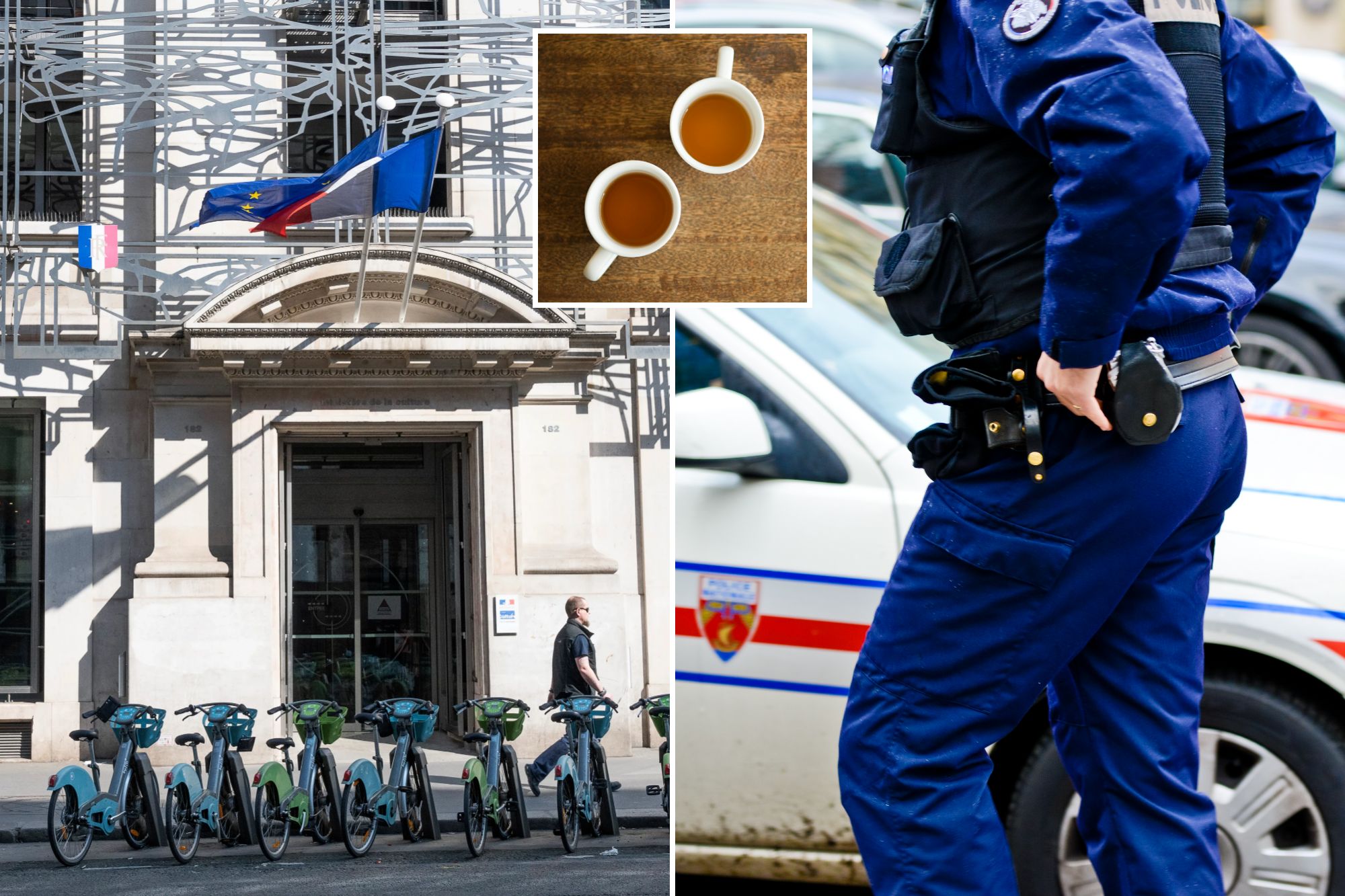 An image collage containing 3 images, Image 1 shows Facade of the building housing the Ministry of Culture, Image 2 shows NINTCHDBPICT001041729708, Image 3 shows Cups of tea