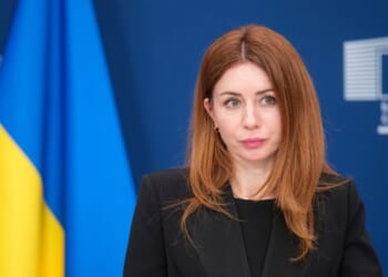 Ukrainian Minister of Environmental Protection and Natural Resources Svitlana Vasylivna Hrynchuk talks to media on strategic projects on raw materials in third countries and overseas territories in the Berlaymont, the European Union Commission headquarter, on June 4, 2025, in Brussels, Belgium.