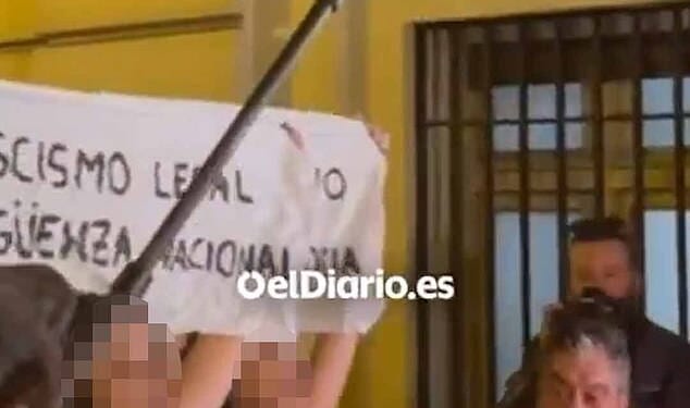 Two activists who were protesting topless against fascism in Spain were sexually assaulted by a man who touched their breasts