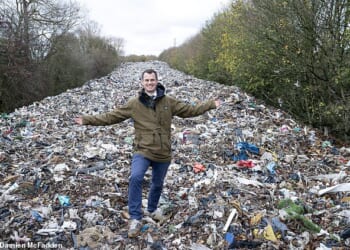 Guy Adams visits an area near Kidlington, Oxfordshire, where there sits an enormous mound of festering rubbish, measuring roughly 10 metres high, six metres wide and more than 100 metres long