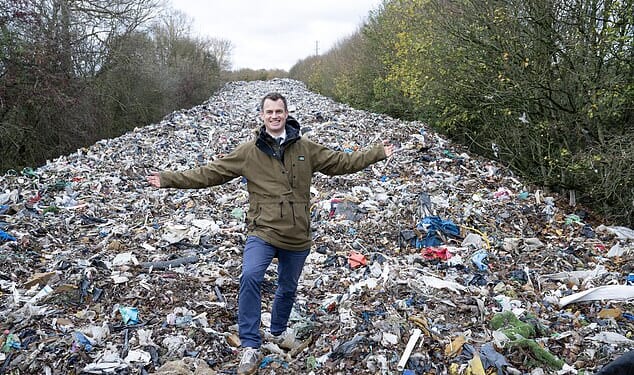 Guy Adams visits an area near Kidlington, Oxfordshire, where there sits an enormous mound of festering rubbish, measuring roughly 10 metres high, six metres wide and more than 100 metres long