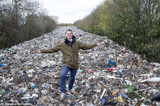 Guy Adams visits an area near Kidlington, Oxfordshire, where there sits an enormous mound of festering rubbish, measuring roughly 10 metres high, six metres wide and more than 100 metres long