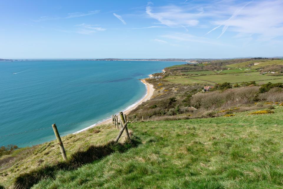 Ringstead Bay, with Weymouth beyond, from White Nothe.