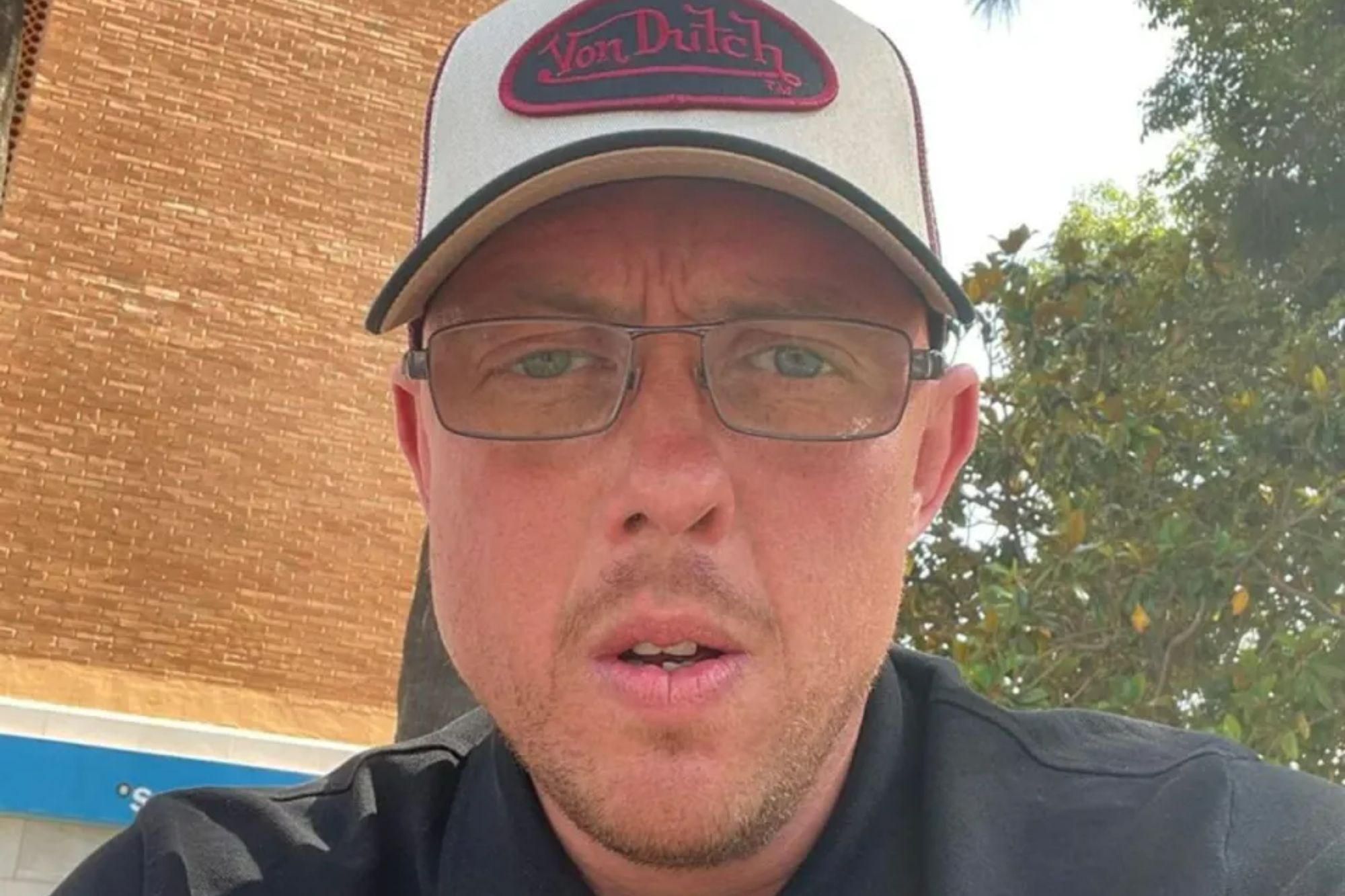 An image collage containing 1 images, Image 1 shows Man wearing a Von Dutch hat and glasses