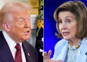President Donald Trump was quick to give his opinion when former House Speaker Nancy Pelosi, right, announced her retirement.