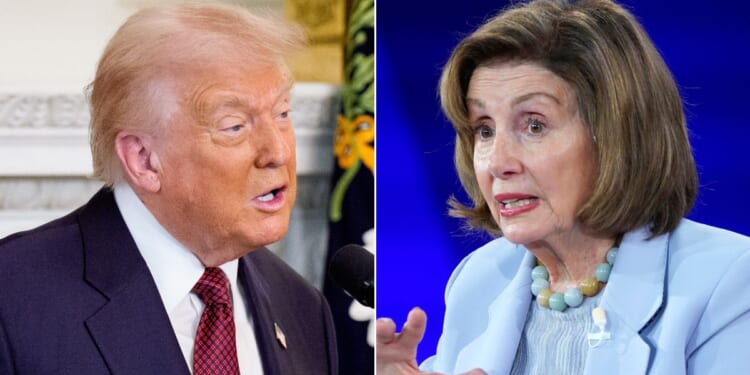 President Donald Trump was quick to give his opinion when former House Speaker Nancy Pelosi, right, announced her retirement.