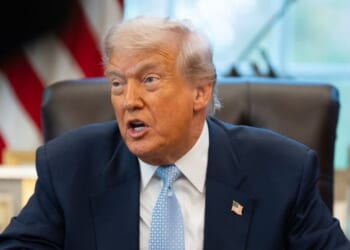 President Donald Trump is pictured during a meeting with the White House Task Force on the FIFA World Cup 2026 in the Oval Office at the White House in Washington, D.C., on Nov. 17, 2025.