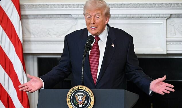 Donald Trump speaks to senators during a breakfast at the White House on Wednesday