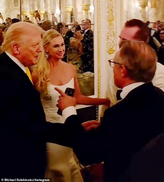 Trump greeted Eric Metaxas at the Friday wedding. During the exchange, Trump said that Metaxas would get him into heaven