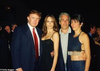 President Donald Trump has signed a bill to release every single Jeffrey Epstein while delivering a scathing warning that the 'hoax' will backfire on Democrats. Pictured: Donald Trump with Melania, Jeffrey Epstein and British socialite Ghislaine Maxwell at the Mar-a-Lago Club, February 12, 2000