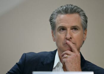 California Gov. Gavin Newsom attends a press conference during the COP30 UN Climate Change Conference in Belem, Para State, Brazil, on Nov. 11, 2025.