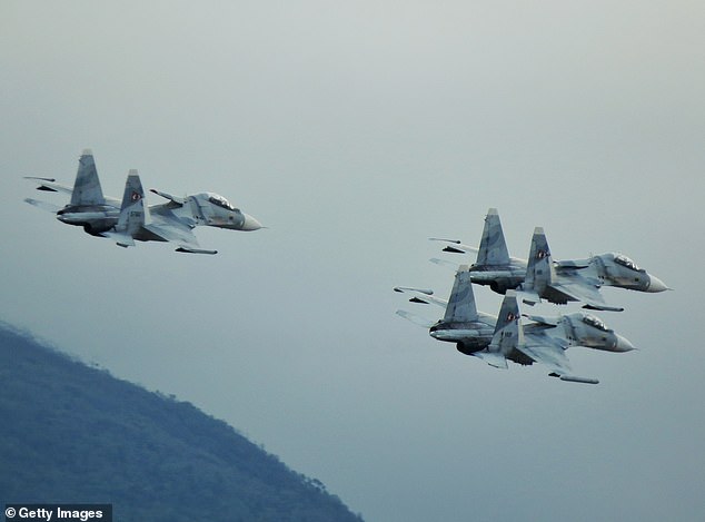 File photo of Venezuelan Sukhois Su 30MK2 flying over Caracas