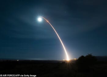 An unarmed Minuteman III intercontinental ballistic missile (ICBM) will be tested in California on Wednesday. Pictured is a previous launch of the ICBM