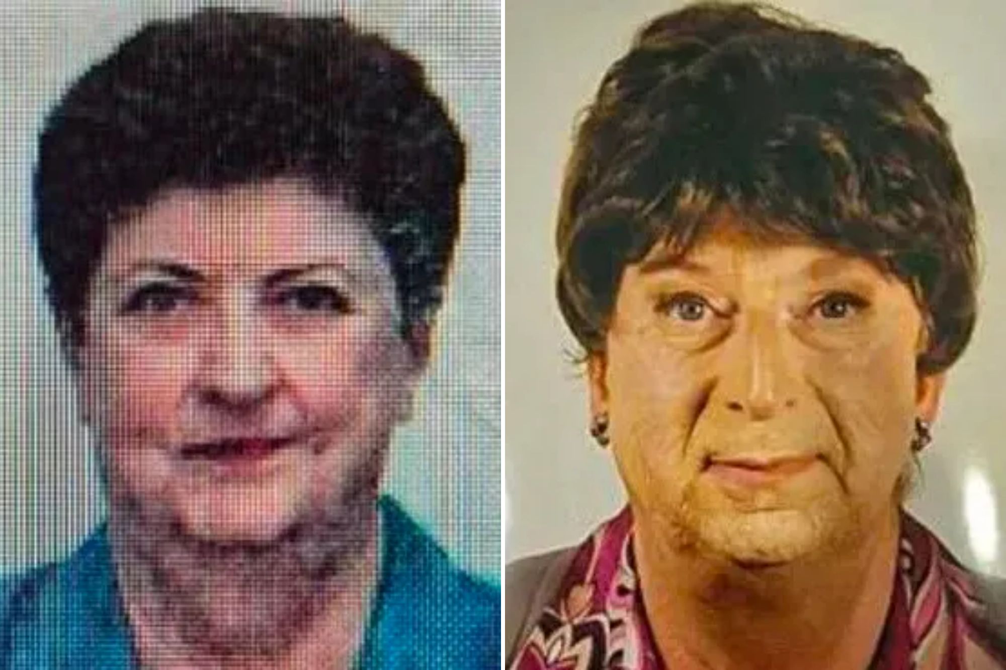 An image collage containing 2 images, Image 1 shows Graziella Dall'Oglio, Image 2 shows Graziella Dall'Oglio's son dressed as his dead mother