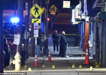 Police roped off the dreadful scene after the devastation unfolded in the primarily residential area of the city