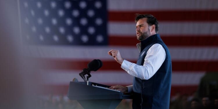 Vice President JD Vance delivers a speech to members of the US military at Fort Campbell, Kentucky on Nov. 26, 2025.