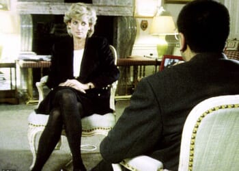 Princess Diana during her notorious interview with Martin Bashir in 1995 where she spoke of Charles' relationship with Camilla and her own personal struggles