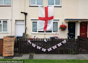Flag crackdown: Local councils have spent at least £70,000 removing or taking down flags across the country, it has emerged. Pictured: Weoley Castle in Birmingham