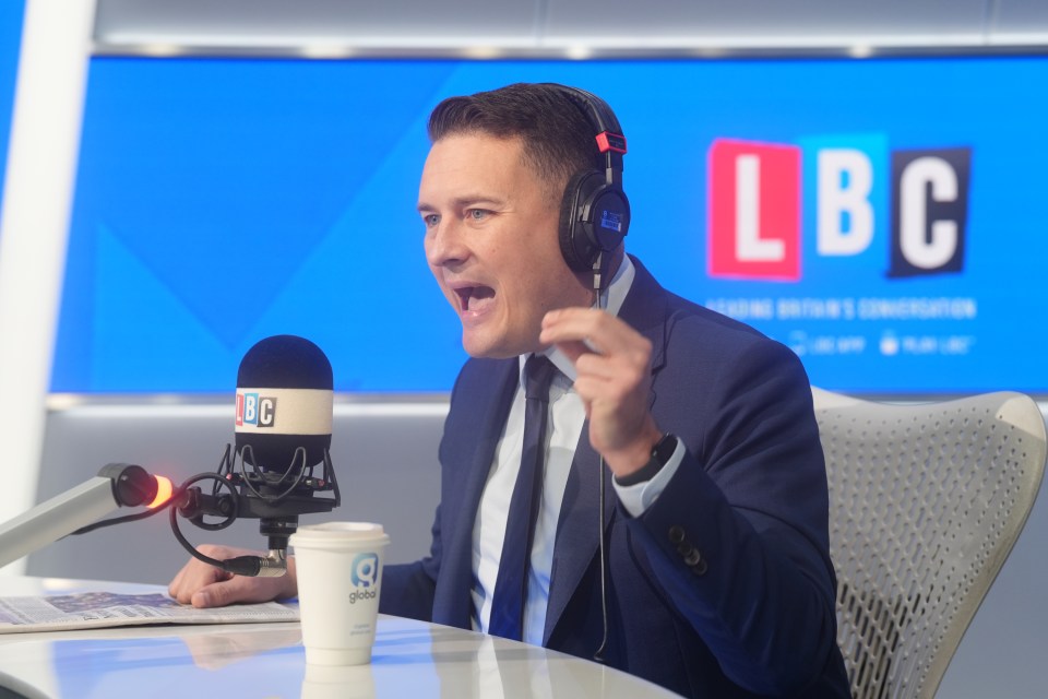 Health Secretary Wes Streeting during an appearance on LBC's Nick Ferrari at Breakfast show.