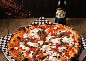 The best pizza in the nation: Short Road Pizza's modified Mariana which consists of  tomato sauce, garlic puree, and chimichurri, stracciatella, anchovies and oregano