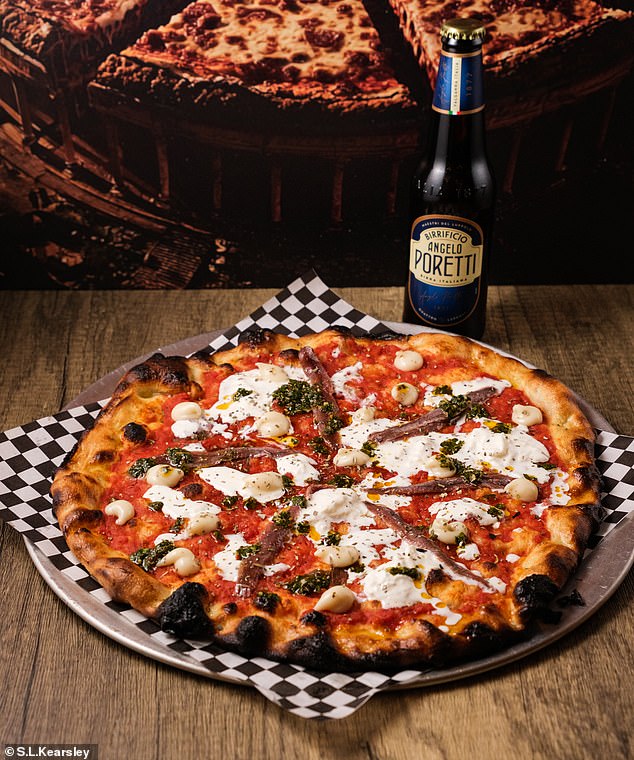 The best pizza in the nation: Short Road Pizza's modified Mariana which consists of  tomato sauce, garlic puree, and chimichurri, stracciatella, anchovies and oregano