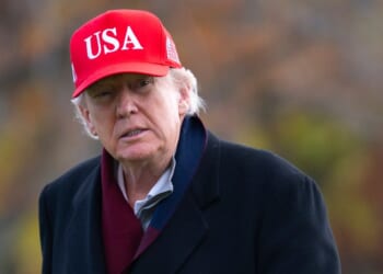 President Donald Trump arrives on the South Lawn of the White House on Nov. 22, 2025, in Washington, D.C.