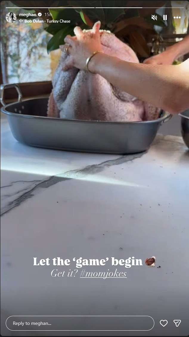 Meghan Markle's 'banal' attempt at humour may have backfired after fans were left scratching their heads about her turkey-inspired 'mom joke'