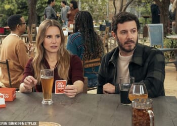 Adam Brody plays Rabbi Noah in Nobody Wants This, while Kristin Bell is Joanne (pictured in season two)