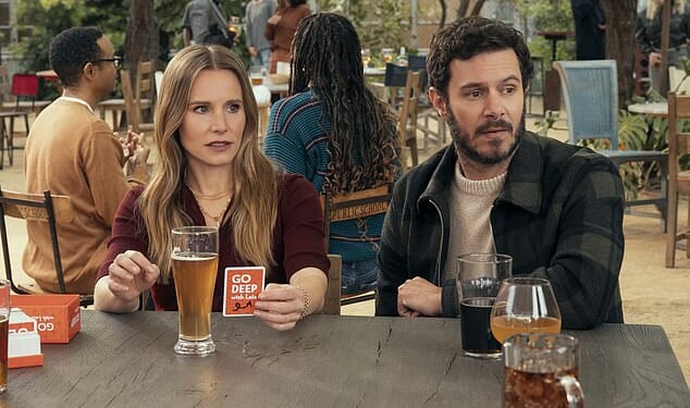 Adam Brody plays Rabbi Noah in Nobody Wants This, while Kristin Bell is Joanne (pictured in season two)