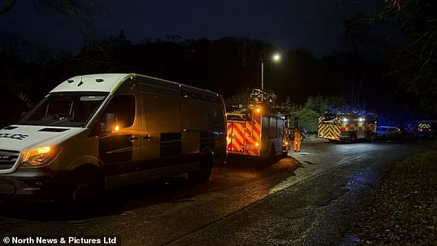 Images from the scene show a row of emergency vehicles line up through the road amidst the search