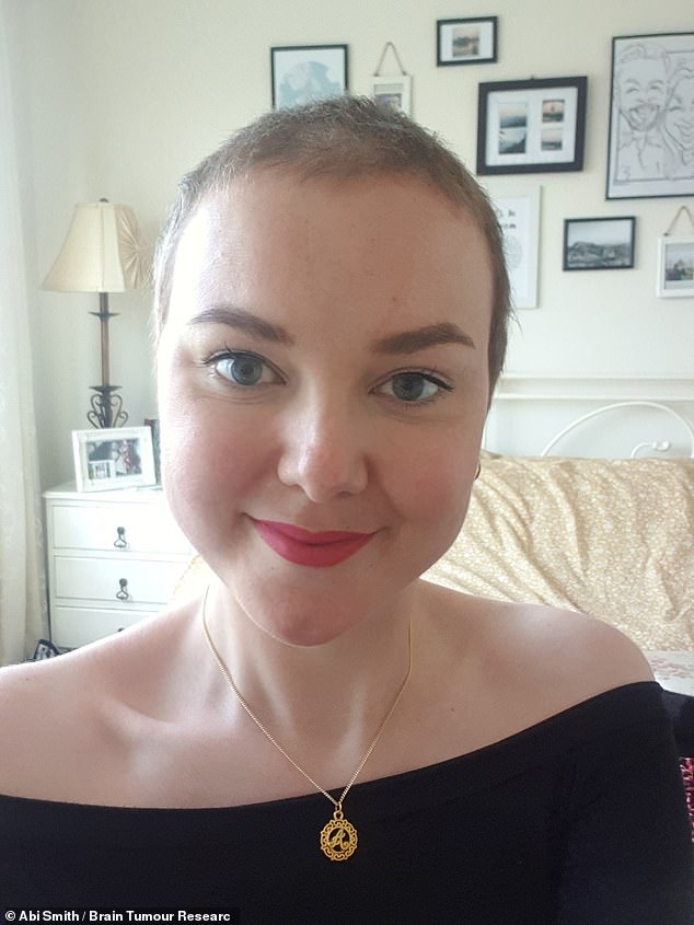 Abi Smith [pictured] has told of how she put her double vision down to air pressure on a plane before finding out it was a sign of a deadly brain tumour